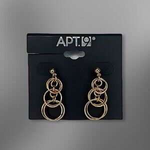 APT.9 Earrings Multi-Ring Dangling Design Lightweight Comfortable Gold W OS NWT